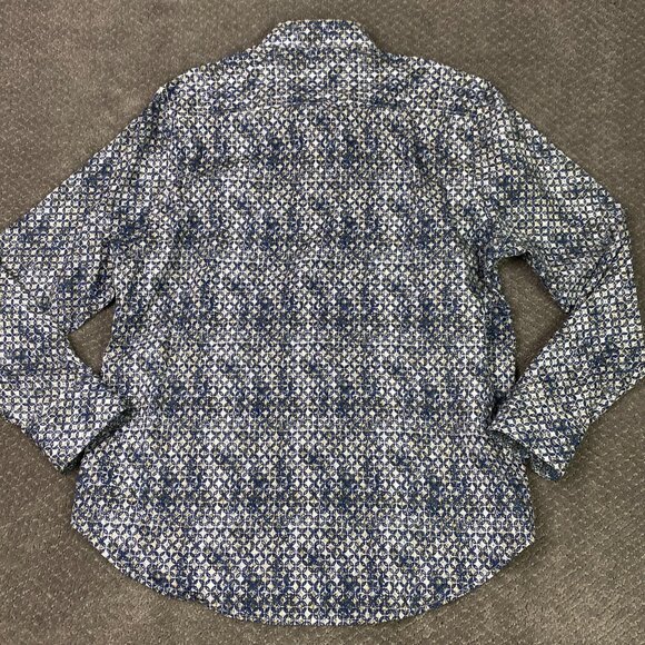 Robert Graham Shirt Men's XL Classic Fit Blue Brown White Button Down Geometric - Picture 7 of 14